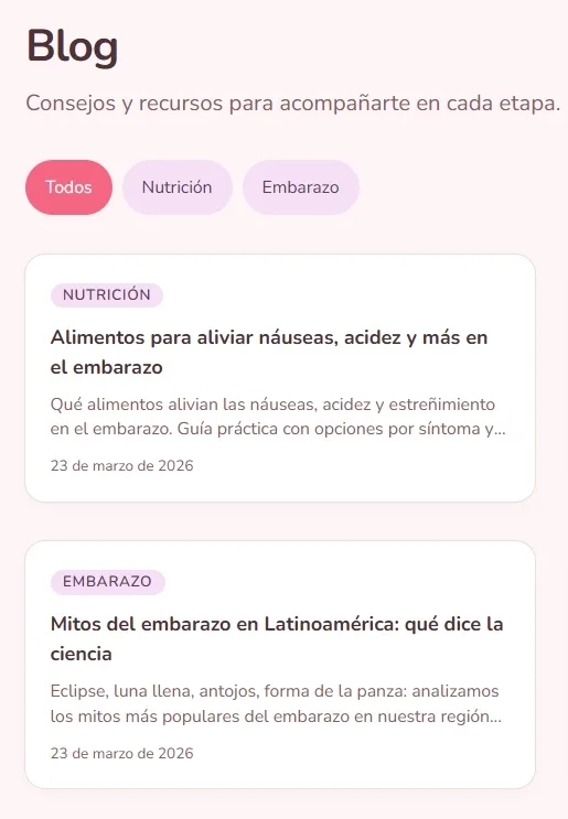 El blog de Memobebe adaptado a pantalla estrecha de móvil
